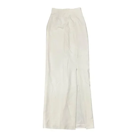 Black Halo Porcelain White Front Slit High Waisted Kacie Maxi Skirt 0